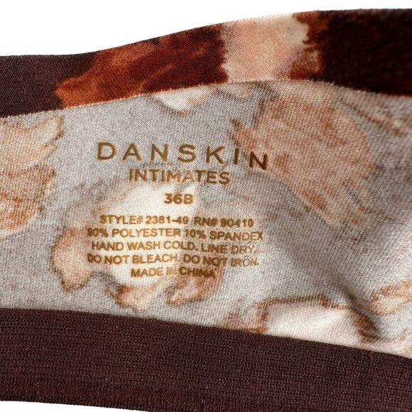 Danskin Intimates T Shirt Bra Size 36B Brown Abstract Print Underwired Comfort - Picture 8 of 9